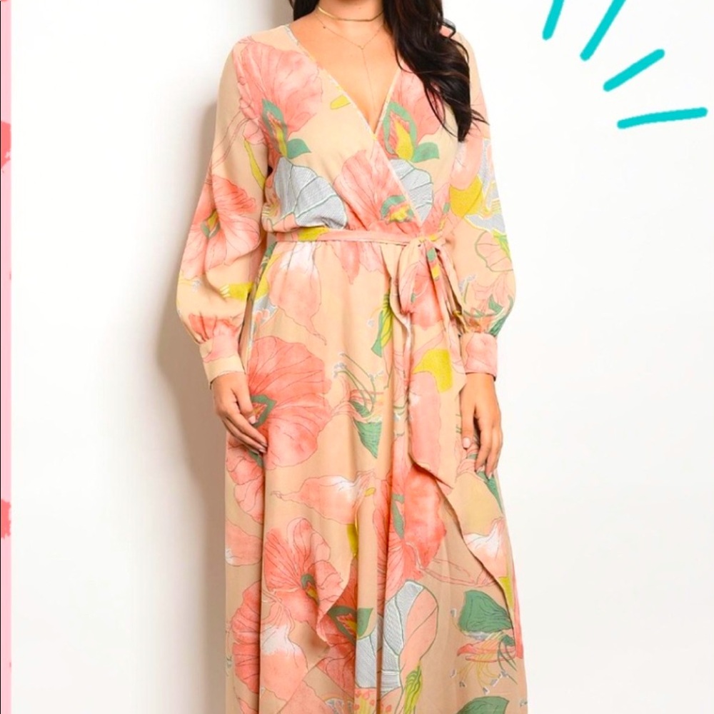 Floral Maxi Dress (long sleeve, wedding guest)